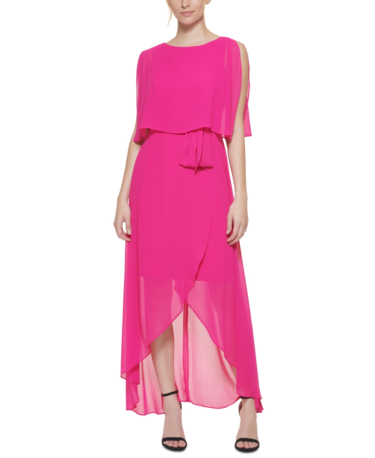 Shop Jessica Howard Petite Split-sleeve High-low Maxi Dress In Fuchsia