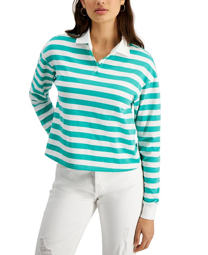 Crave Fame Juniors' Rugby Striped Polo Shirt - Macy's