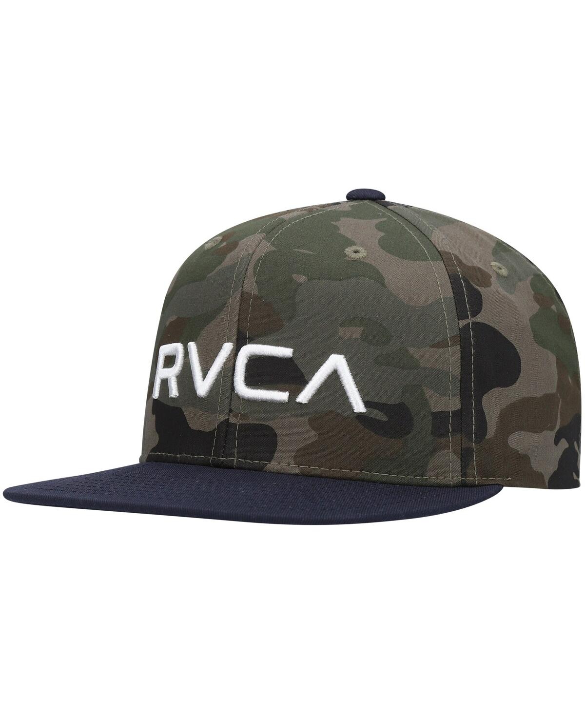 Rvca Kids' Boys Camo And Black Twill Snapback Hat In Camo,black