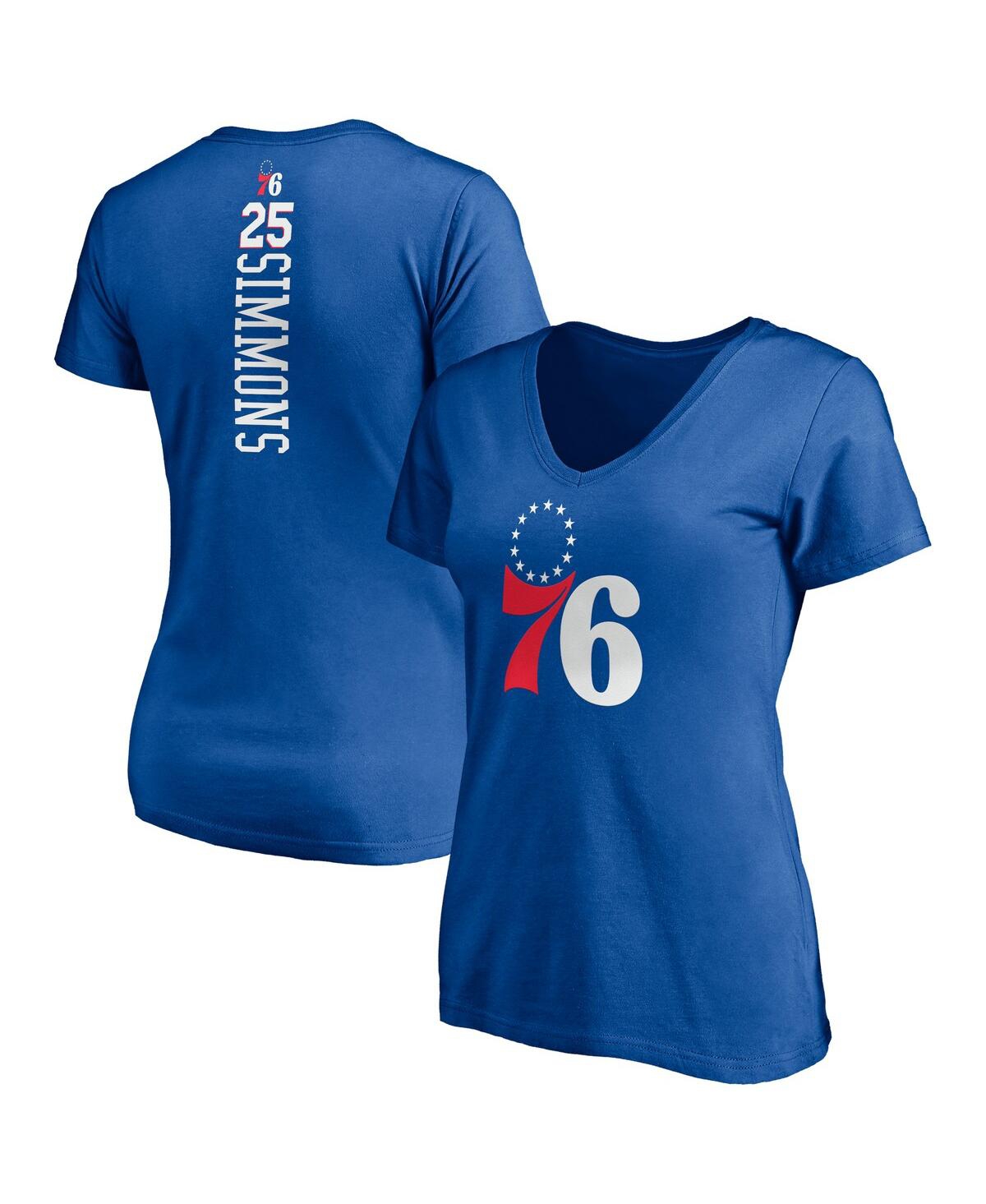 Women's Ben Simmons Royal Philadelphia 76Ers Playmaker Logo Name Number V-Neck T-Shirt - Royal