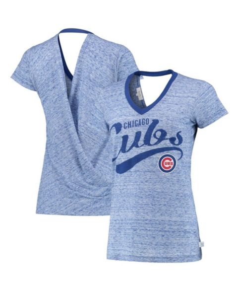 Женская футболка Touch Navy Chicago Cubs Hail Mary V-Neck Back Wrap