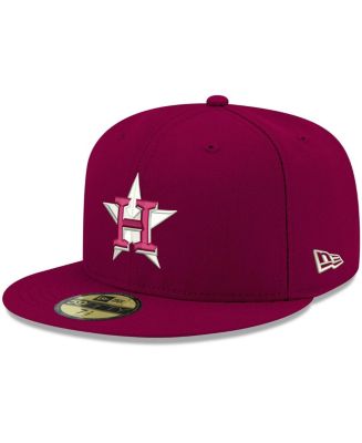 New Era Men's Cardinal Houston Astros Logo White 59FIFTY Fitted Hat ...