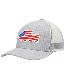 Men's Heathered Gray USA Fish Collection Trucker Snapback Hat