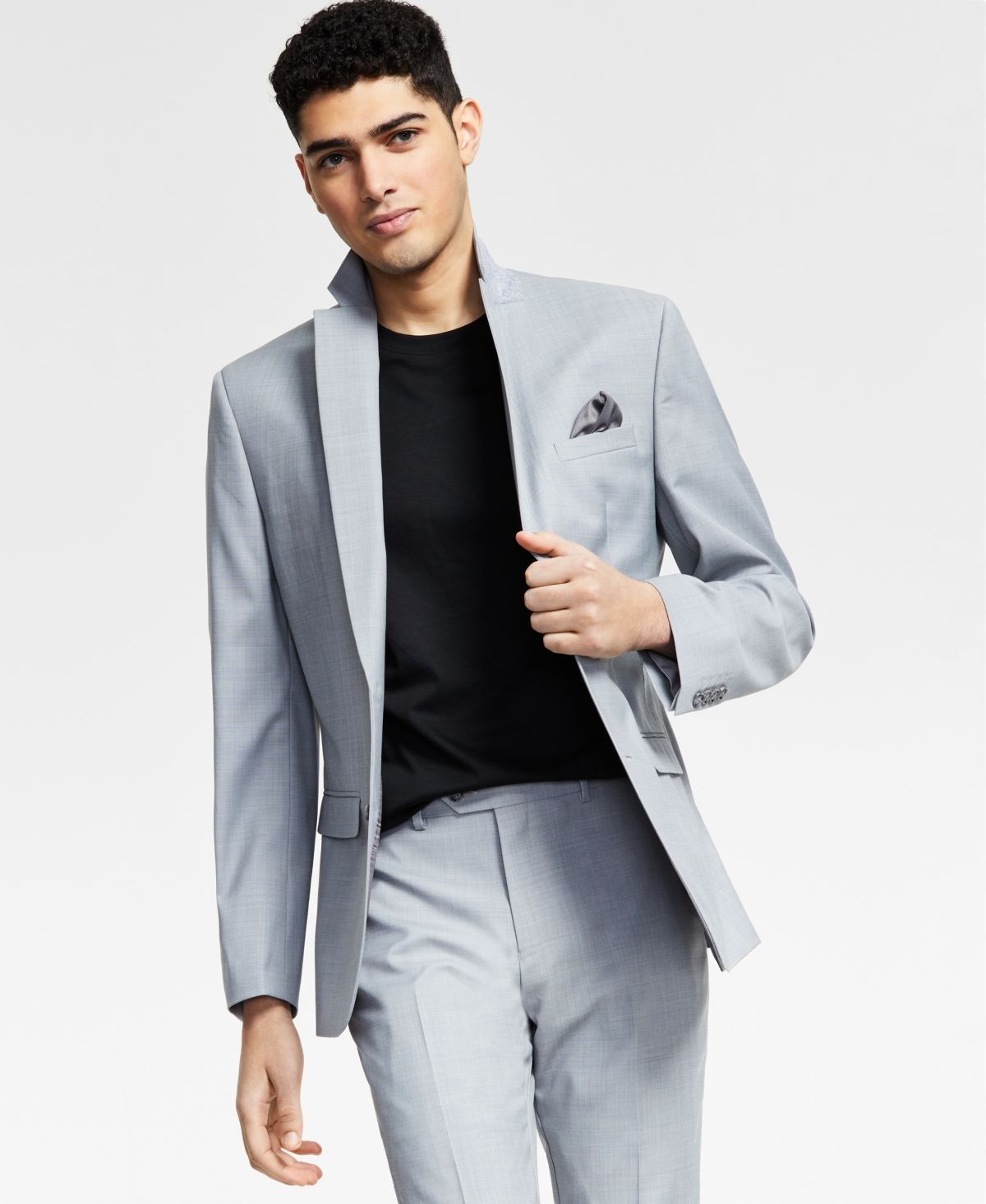 Bar Iii Men s Slim Fit Wool Sharkskin Suit Jacket Created for Macy s Smart Closet
