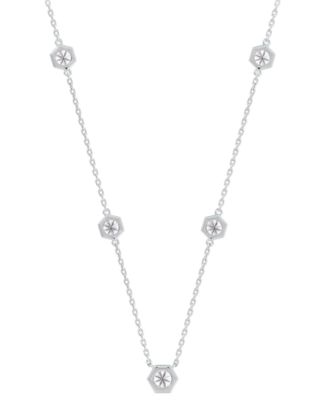 Diamond Honeycomb Station Statement Necklace (7/8 ct. t.w.) in 14k White or Yellow Gold, 16" + 2" extender