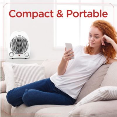Personal Desktop Space Heater for Office, Home & Desk Use, 2 Heat Settings & Fan, Adjustable Thermostat, BHD101W