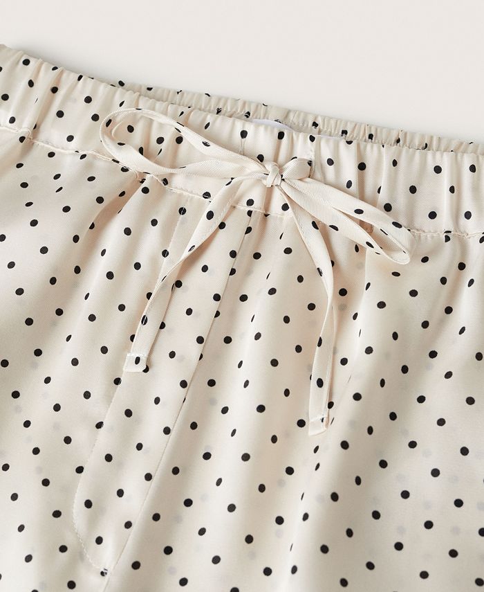MANGO Women's Polka-Dot Satin Pajama Pants - Macy's