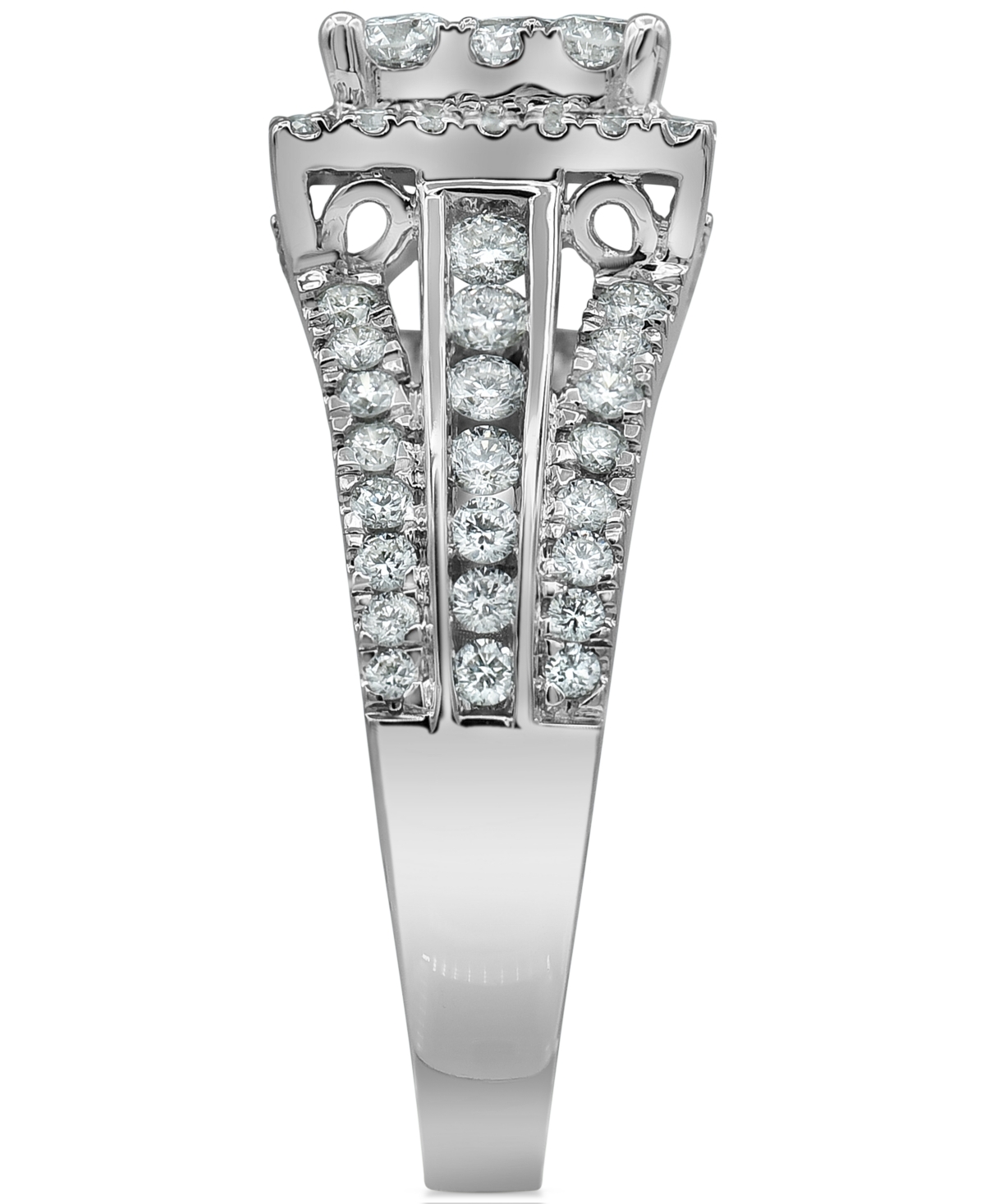 Diamond Square Halo Multirow Engagement Ring (1-1/2 ct. t.w.) in 14k- White Gold