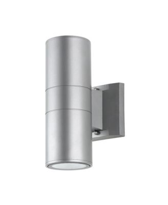 Duo 2-Light Modern Midcentury Cylinder Outdoor Integrated LED Sconce with Uplight
