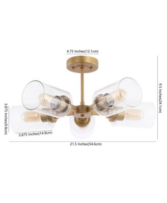 Jaynie 5-Light Farmhouse Industrial Iron Cylinder LED Semi Flush Mount