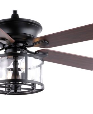 Braxton 4-Light Farmhouse Industrial Iron Drum Shade LED Ceiling Fan with Remote