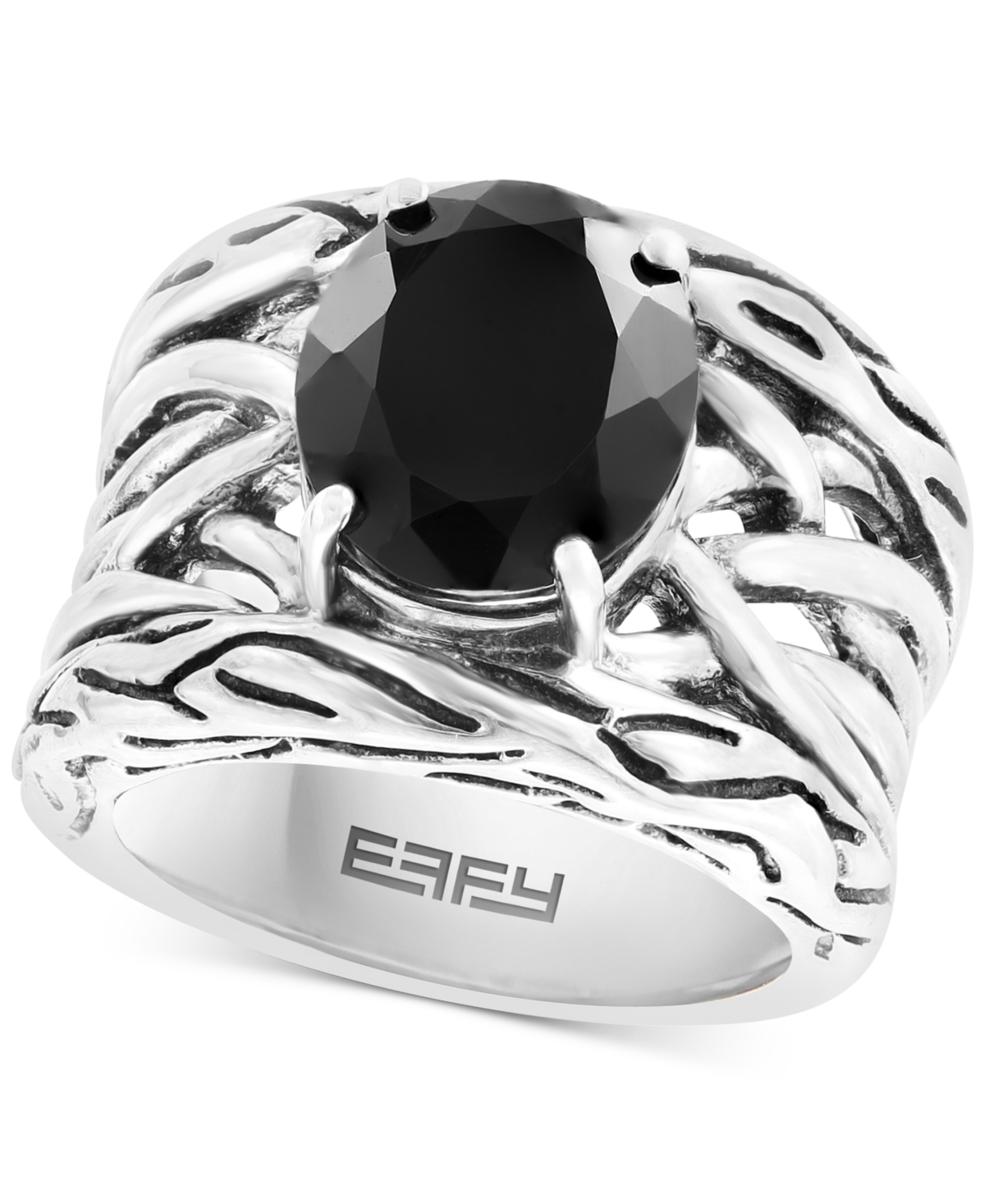 Effy Onyx Openwork Woven Ring in Sterling Silver - Sterling Silver