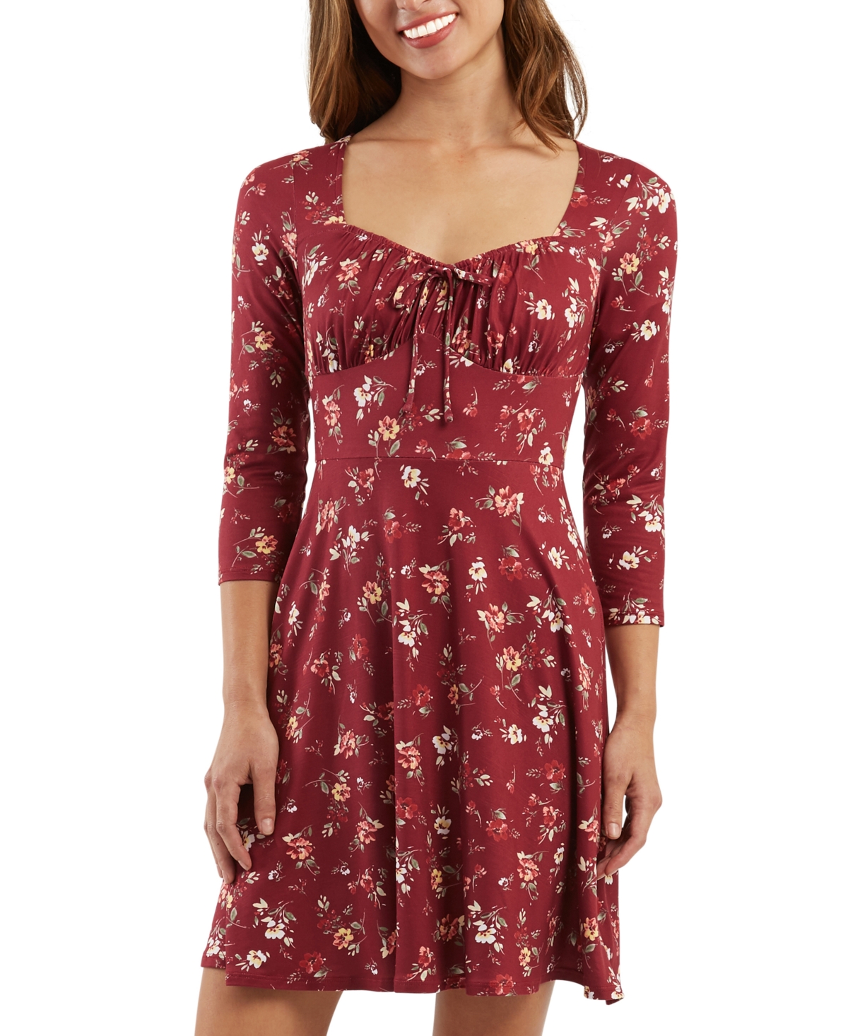 Bcx Juniors' Emma Printed Fit & Flare Dress In Red Floral ModeSens