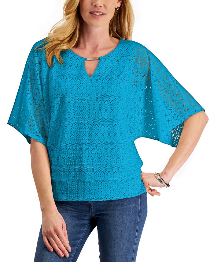 JM Collection Eyelet Poncho Top, Created for Macy's - Macy's