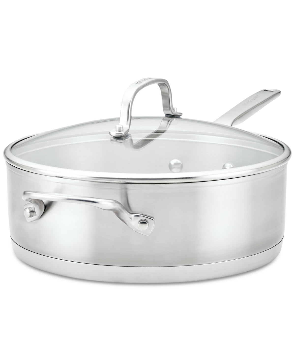 Kitchenaid 3-ply Base Stainless Steel 4.5 Quart Induction Saute Pan With Helper Handle And Lid In Silver