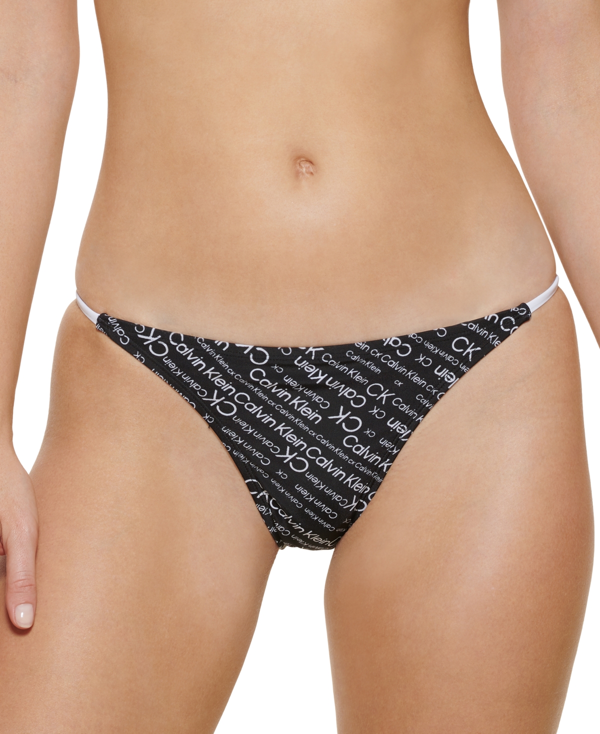Calvin Klein Skinny-Strap Logo Bikini Bottoms Women's Swimsuit