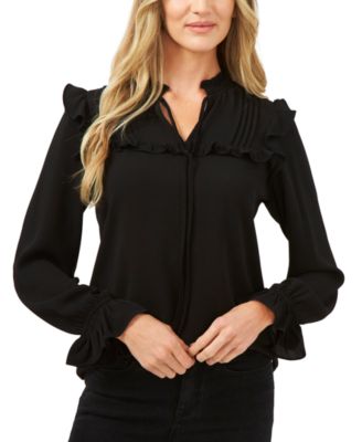 CeCe - Pleated Ruffled Top