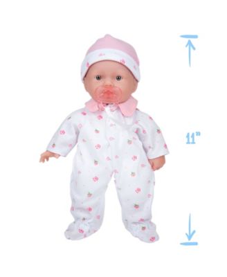 La Baby Caucasian 11" Soft Body Baby Doll Pink Outfit