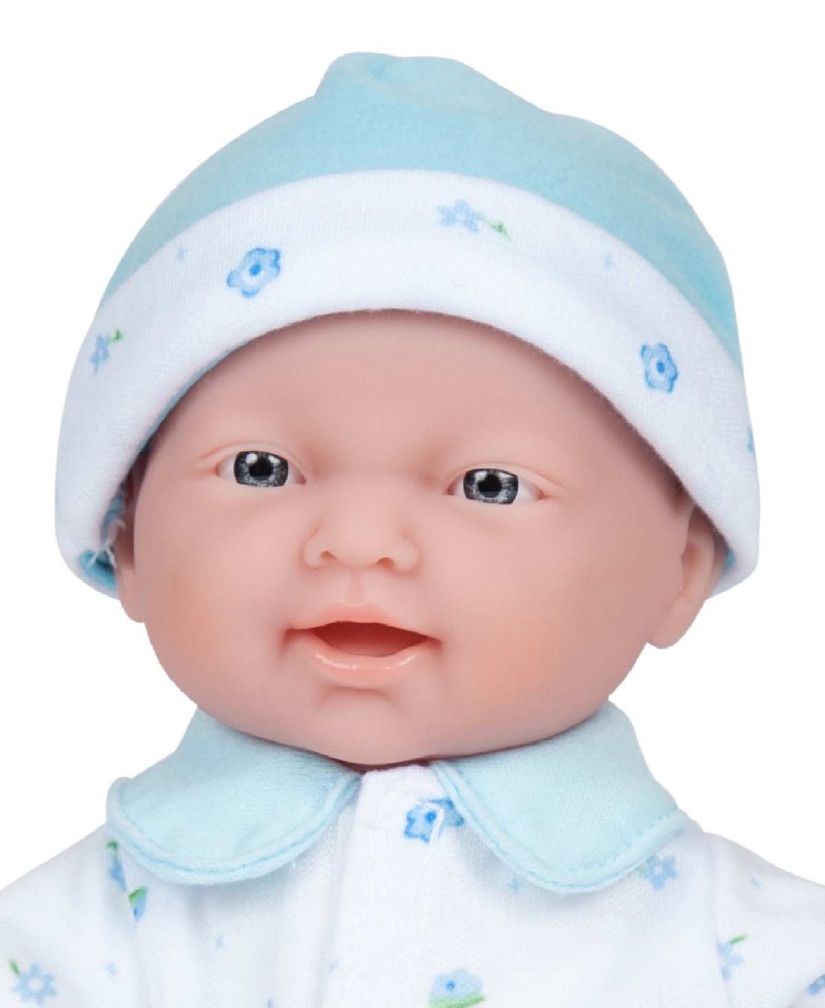JC TOYS LA BABY CAUCASIAN 11" SOFT BODY BABY DOLL BLUE OUTFIT 