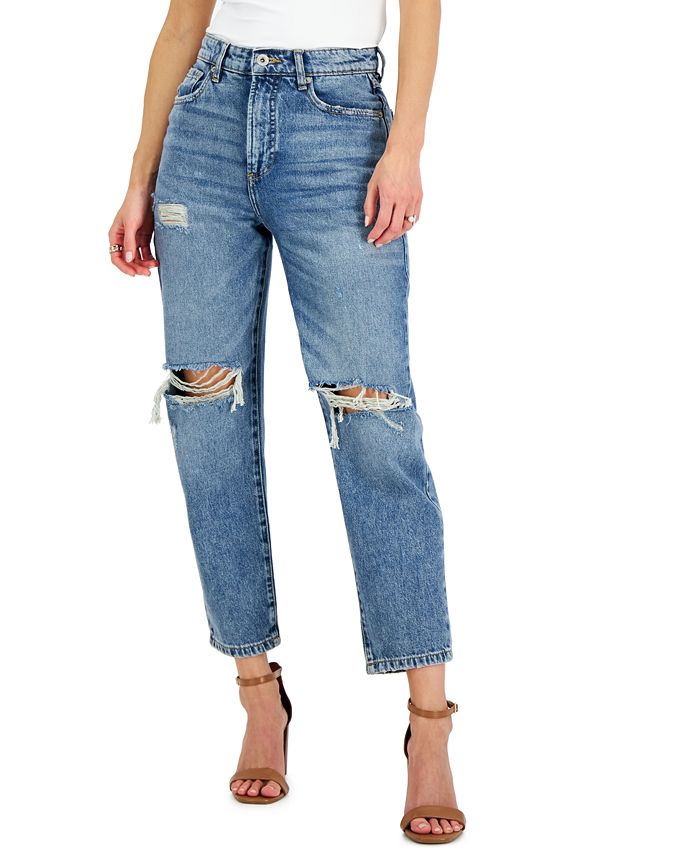 INC International Concepts Women's High Rise Ripped Mom Jeans, Created for  Macy's & Reviews - Jeans - Women - Macy's