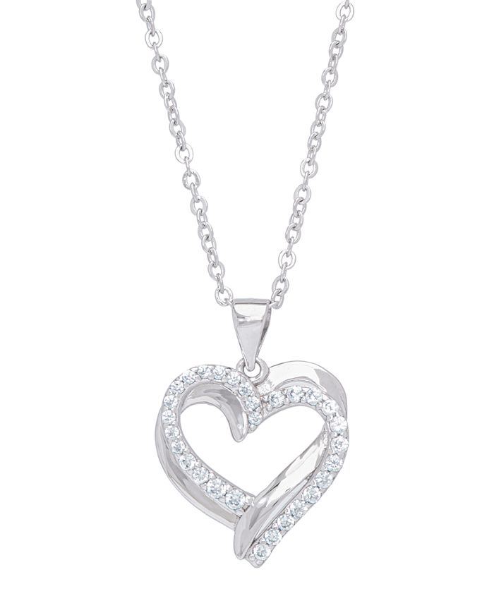 Macy's Cubic Zirconia Heart Necklace in Fine Silver Plate Macy's