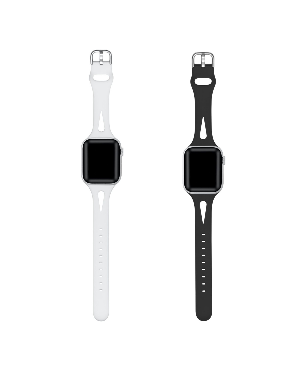 Alex 2-Pack White and Black Silicone Bands for Apple Watch, 42mm-44mm - White, Black