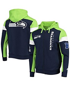 Men's College Navy, Neon Green Seattle Seahawks Logo Extreme Full-Zip Hoodie
