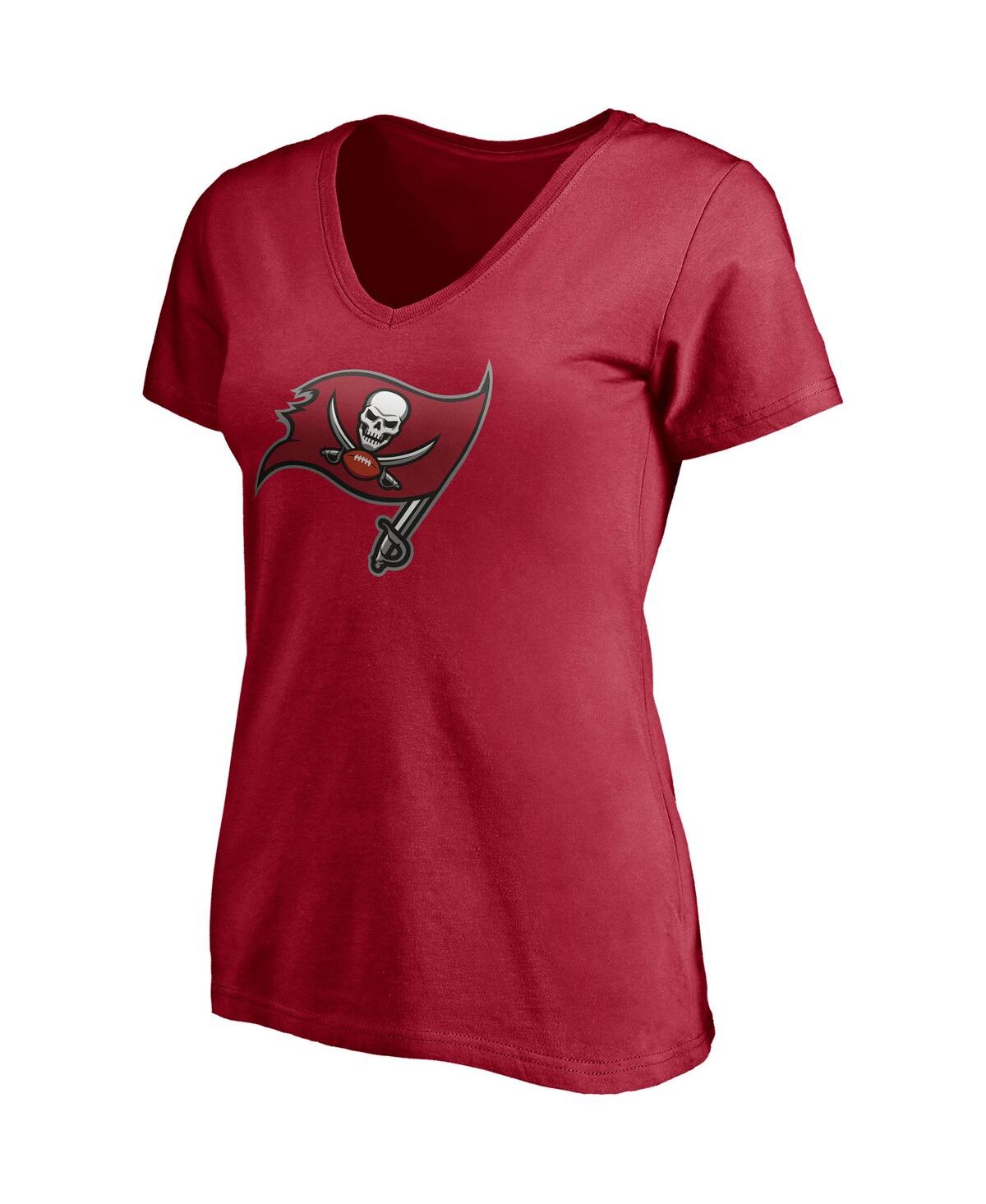 Women's Tom BradyTampa Bay Buccaneers Player Icon Name and Number V-Neck T-Shirt - Red