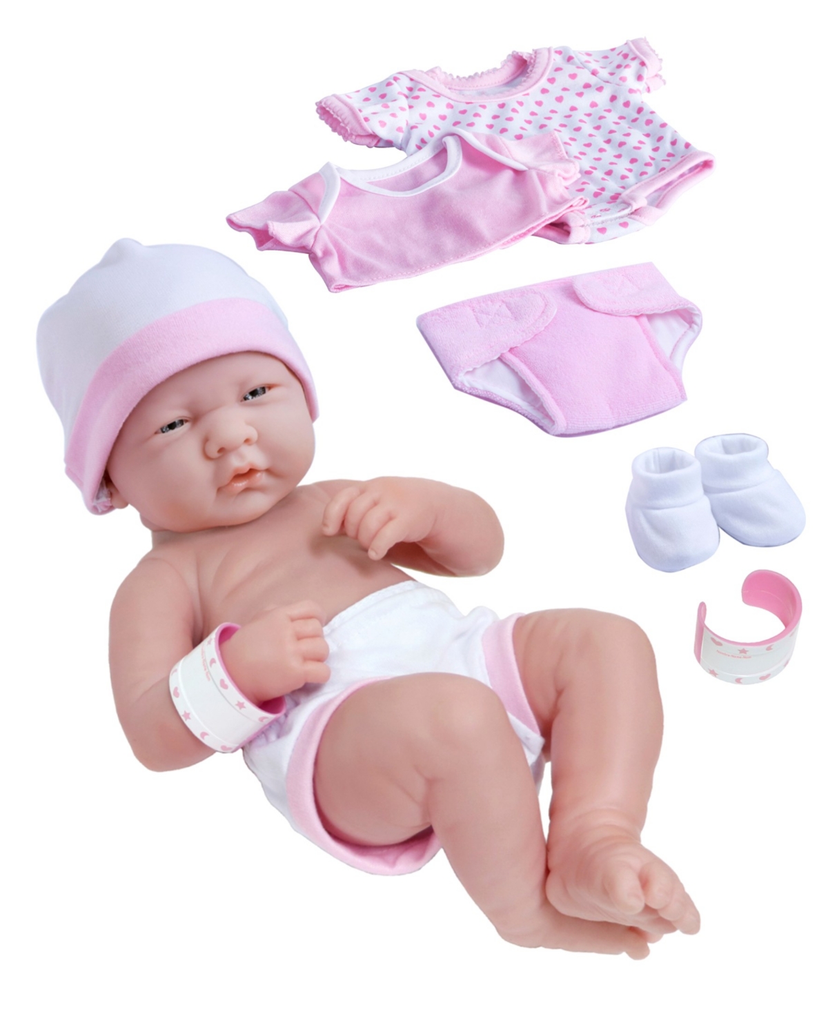 Jc Toys La Newborn Nursery 14" Baby Doll 8 Pcs Pink Gift Set In Soft Tender Face - Pink