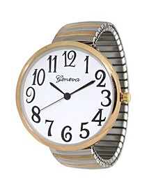 Women's Super Large Face Two-Tone Stretch Strap Watch 38mm