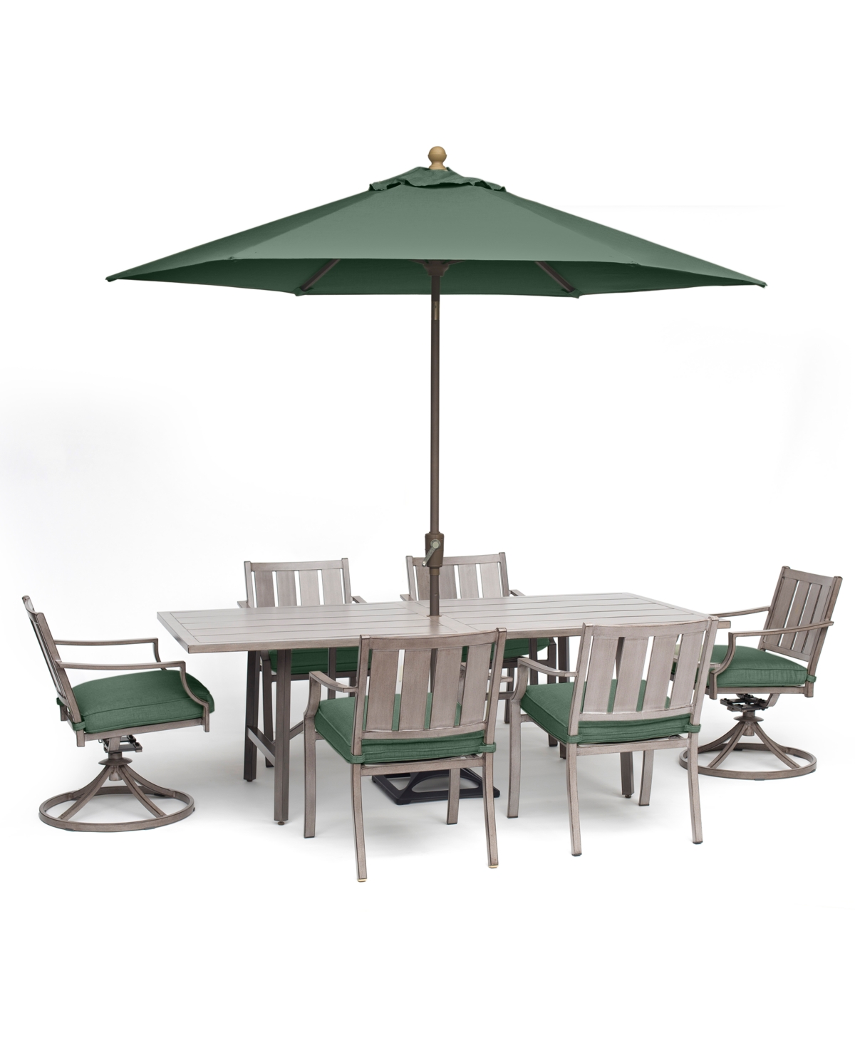 Agio Wayland Outdoor Aluminum 7-pc. Dining Set (84" X 42" Rectangle Dining Table, 4 Dining Chairs & 2 Swi In Outdura Grasshopper