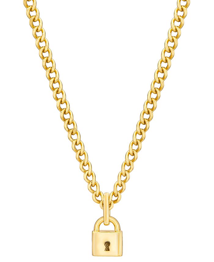 Padlock 18 Pendant Necklace in 14K Gold-Plated Sterling Silver - Gold Over Silver