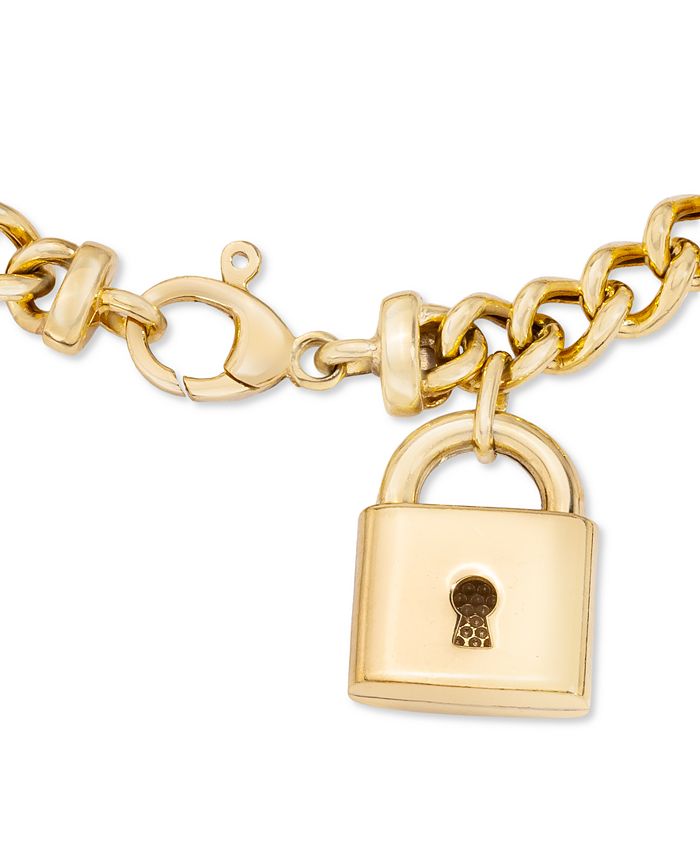 Macy's Padlock Charm Bracelet in 14k Gold-Plated Sterling Silver ...