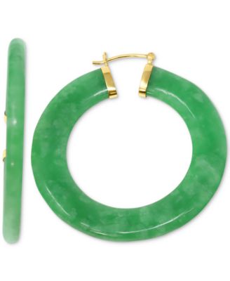 Macy's - Green Jade Hoop Earrings in 14k Gold