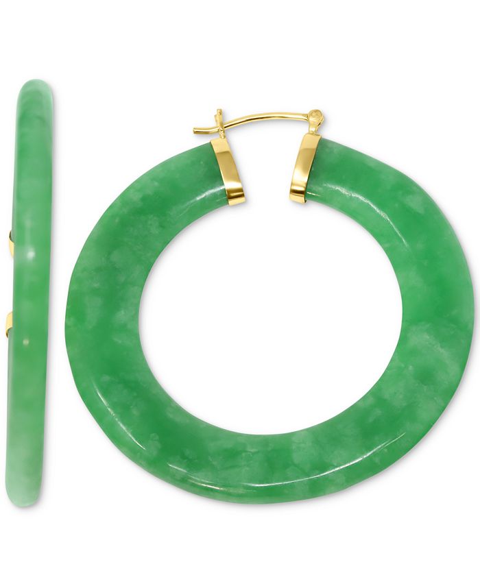Jade hoop store earrings gold