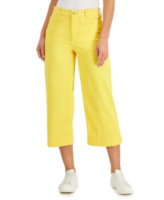 Charter Club - High-Rise Wide-Leg Cropped Jeans