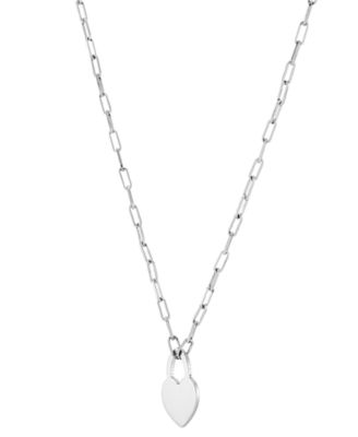 Heart Padlock Paperclip Link 18" Pendant Necklace in 18k Gold-Plated Sterling Silver (Also in Sterling Silver)