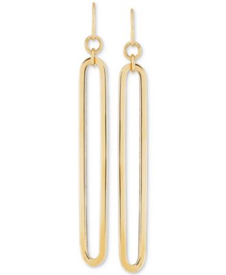 Polished Oblong Drop Earrings in 14k Gold