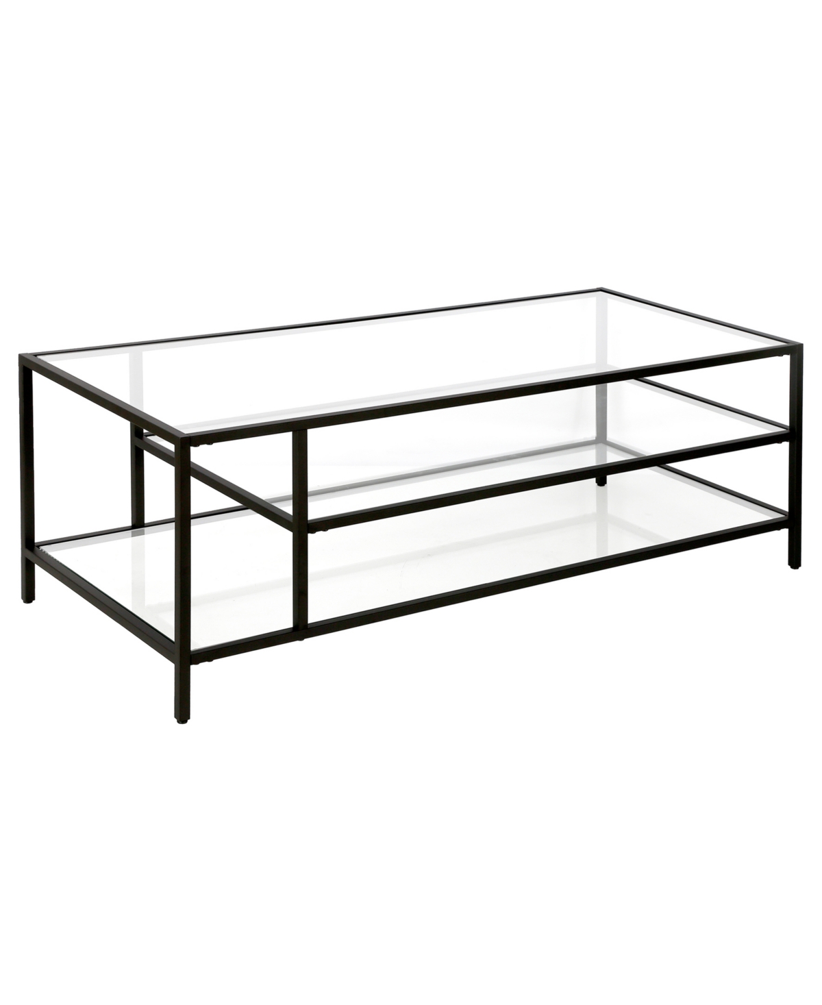 Shop Hudson & Canal Winthrop Coffee Table With Shelves, 46" X 20" In Blackened Bronze