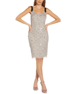 adrianna papell silver sequin dress
