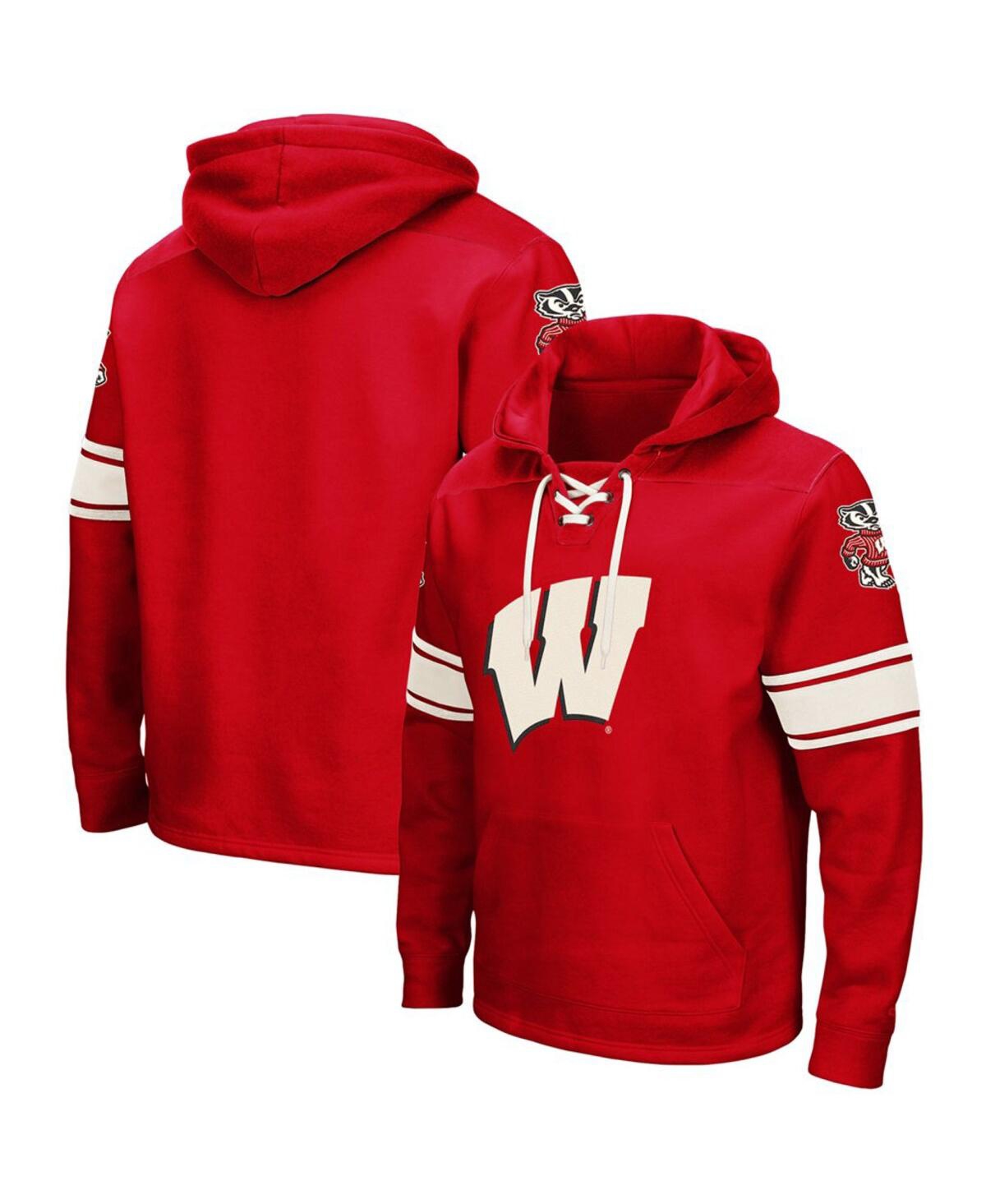 Colosseum Men's Red Wisconsin Badgers 2.0 Lace-up Pullover Hoodie