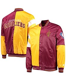 Men's Gold, Burgundy Cleveland Cavaliers 75th Anniversary Leader Color Block Satin Full-Snap Jacket