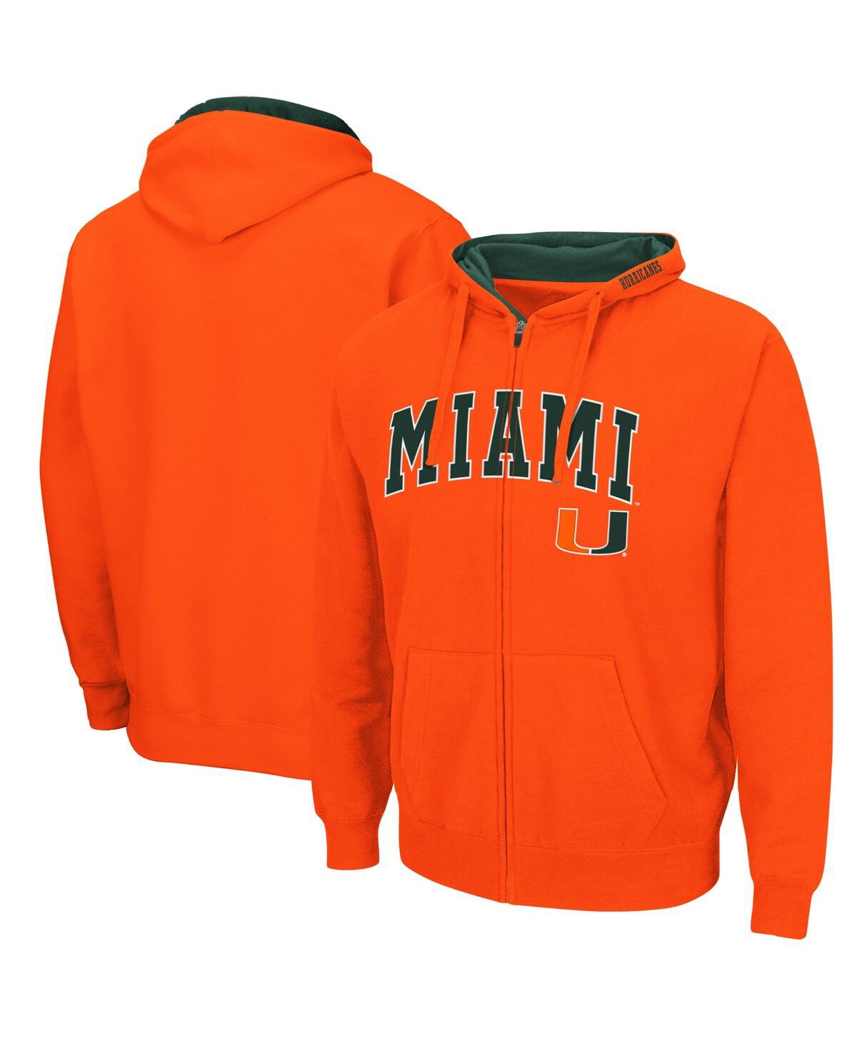Colosseum Men's Orange Miami Hurricanes Arch Logo 3.0 Full-zip Hoodie