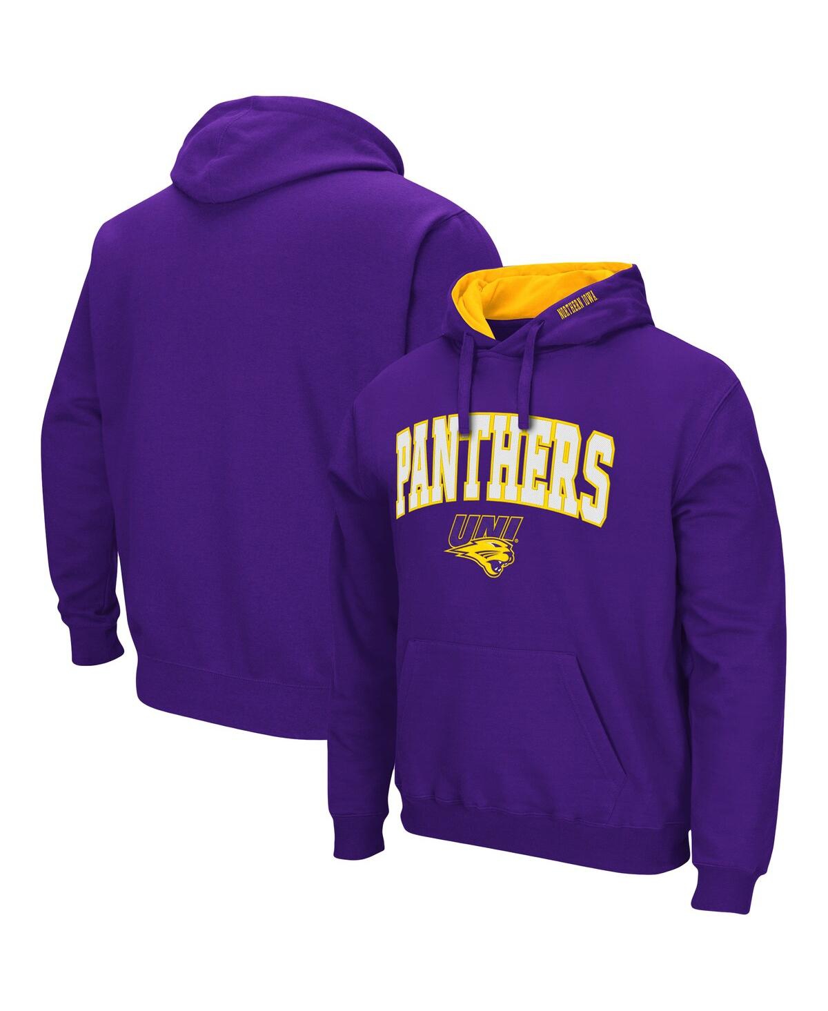COLOSSEUM MEN'S PURPLE NORTHERN IOWA PANTHERS ARCH AND LOGO PULLOVER HOODIE