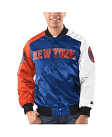 Men's Blue, Orange, White New York Knicks Tricolor Remix Full-Snap Jacket
