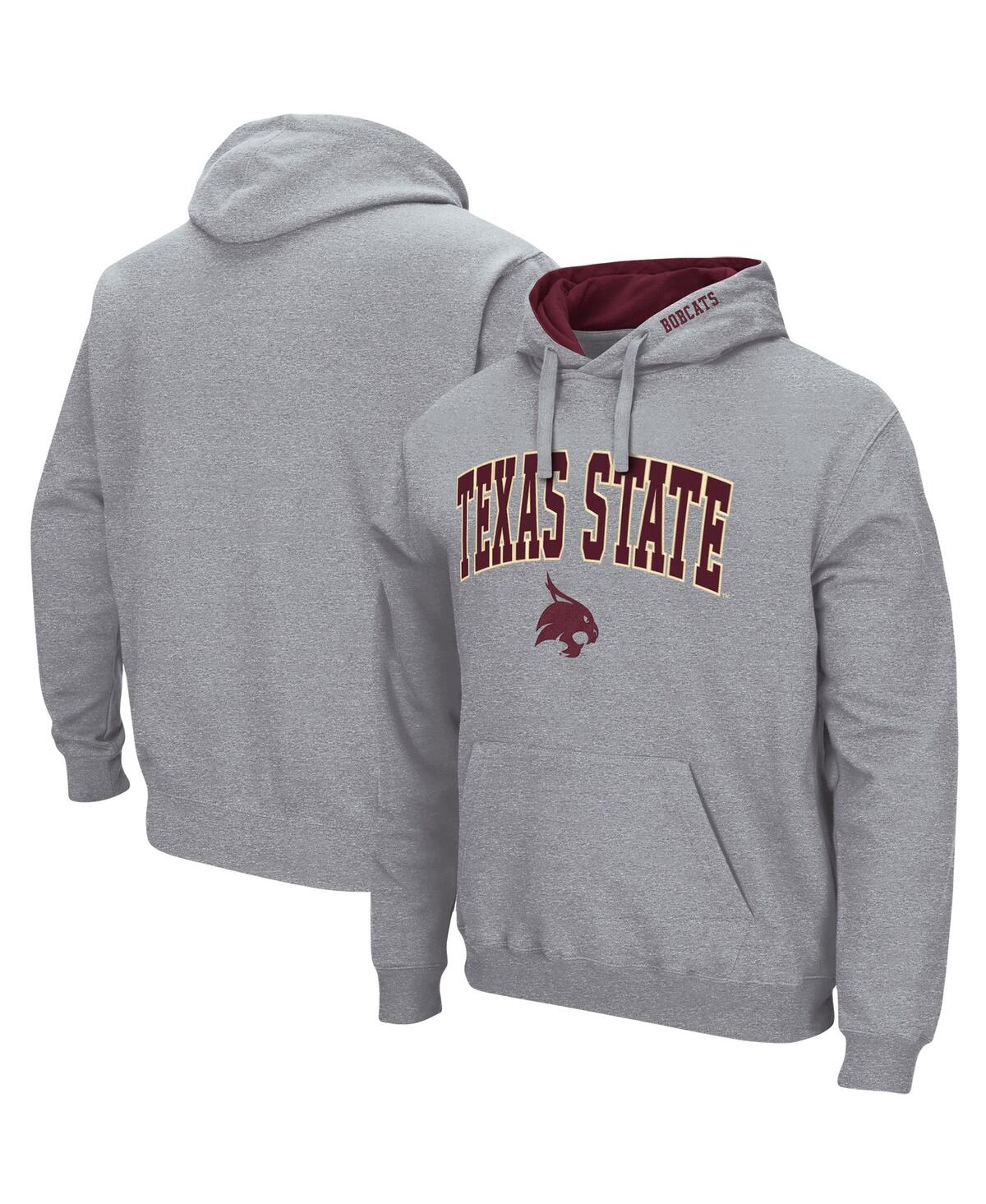 Colosseum Heathered Gray Texas State Bobcats Arch And Logo Pullover Hoodie In Heathered Gray