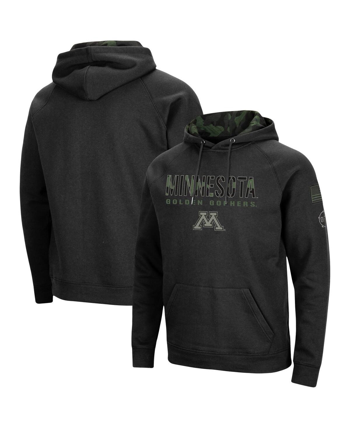 Colosseum Men's Black Minnesota Golden Gophers Oht Big Tall Raglan Pullover Hoodie In Black