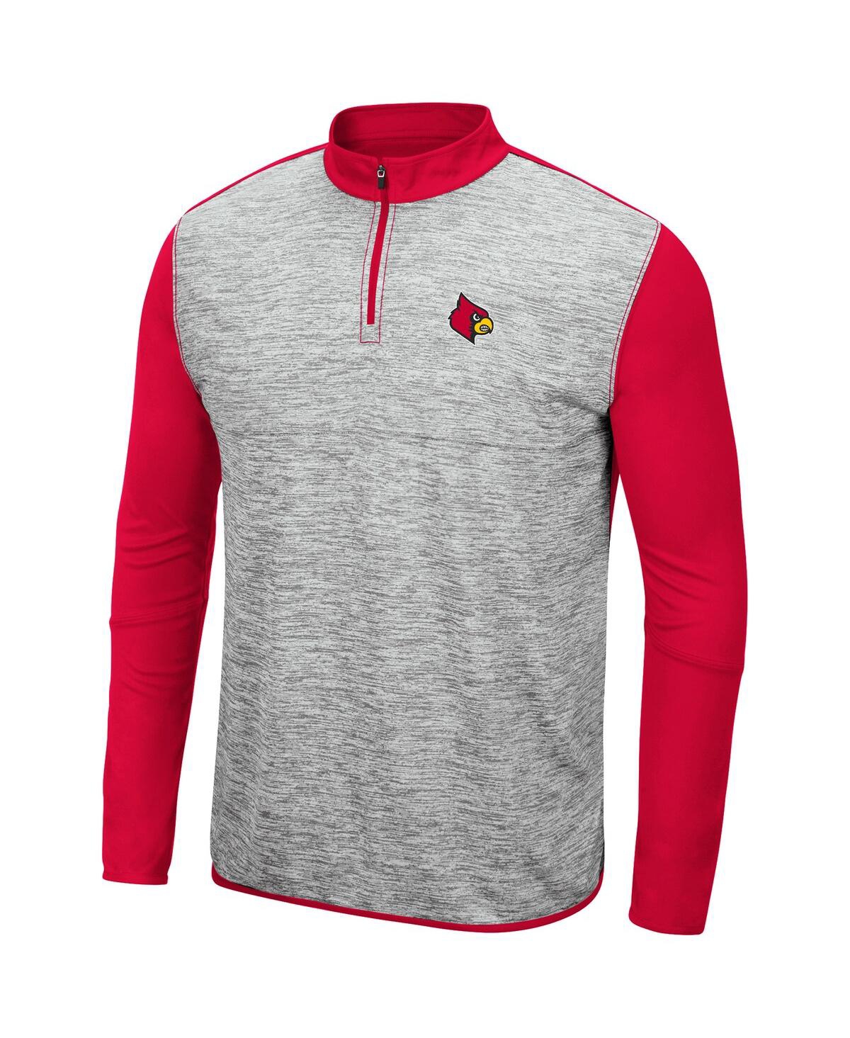 Shop Colosseum Men's Heathered Gray, Red Louisville Cardinals Prospect Quarter-zip Jacket In Heathered Gray,red