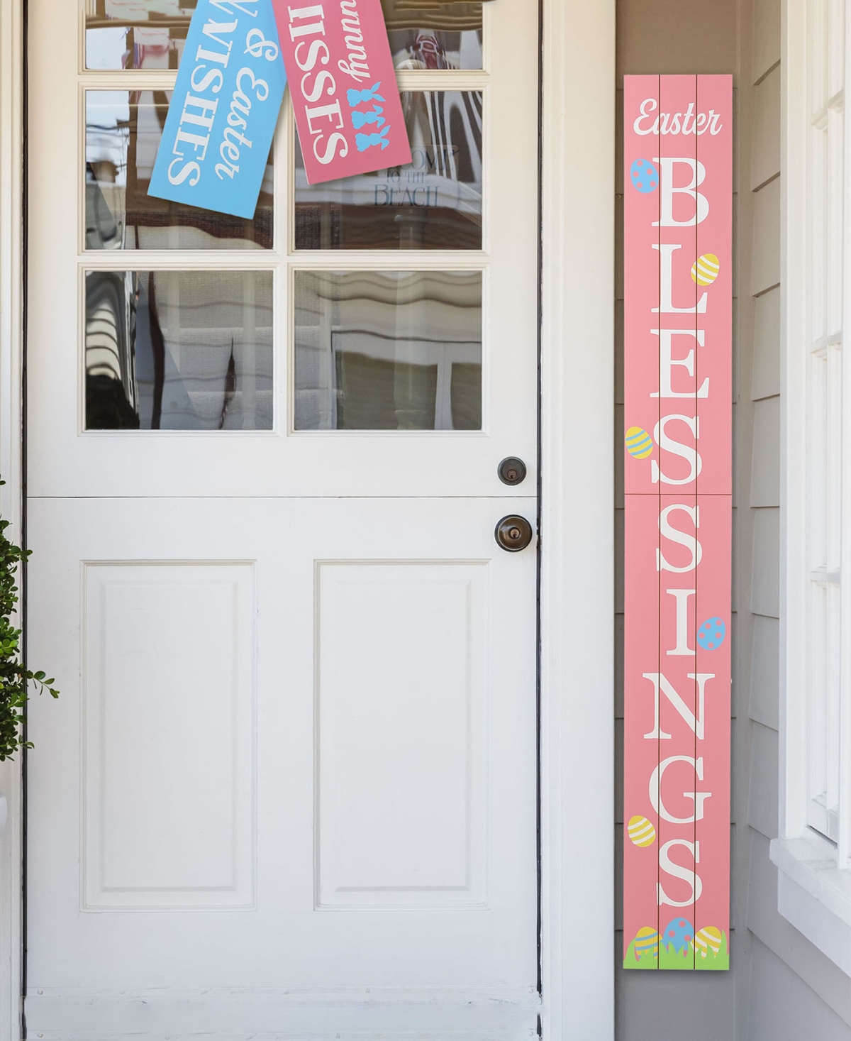 Glitzhome Easter Wooden Blessings Porch Sign,