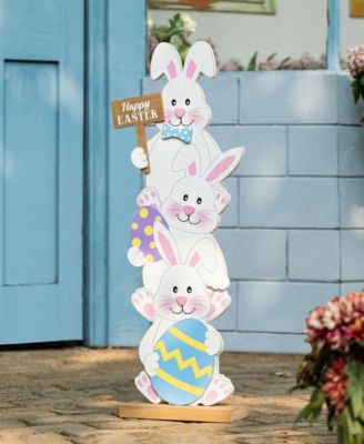 Wooden Easter Stacked Bunny Porch Decor, 30.75"